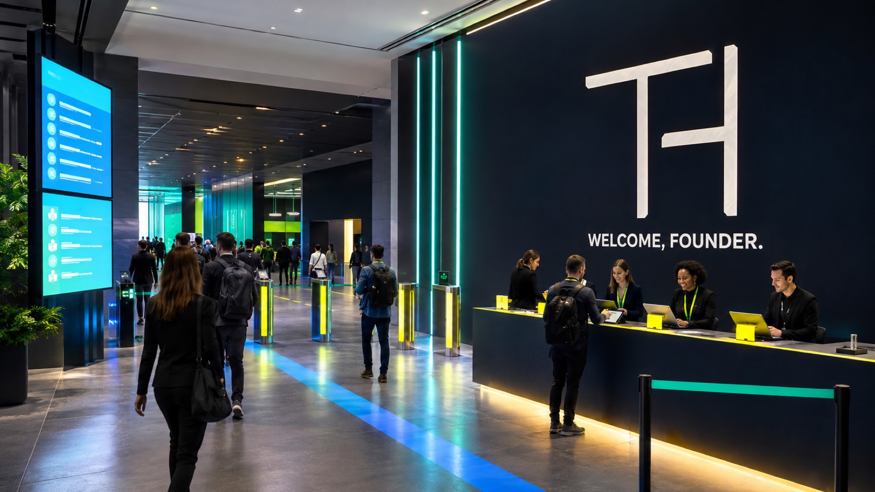 Arrival hall and check-in at the FounderX Summit