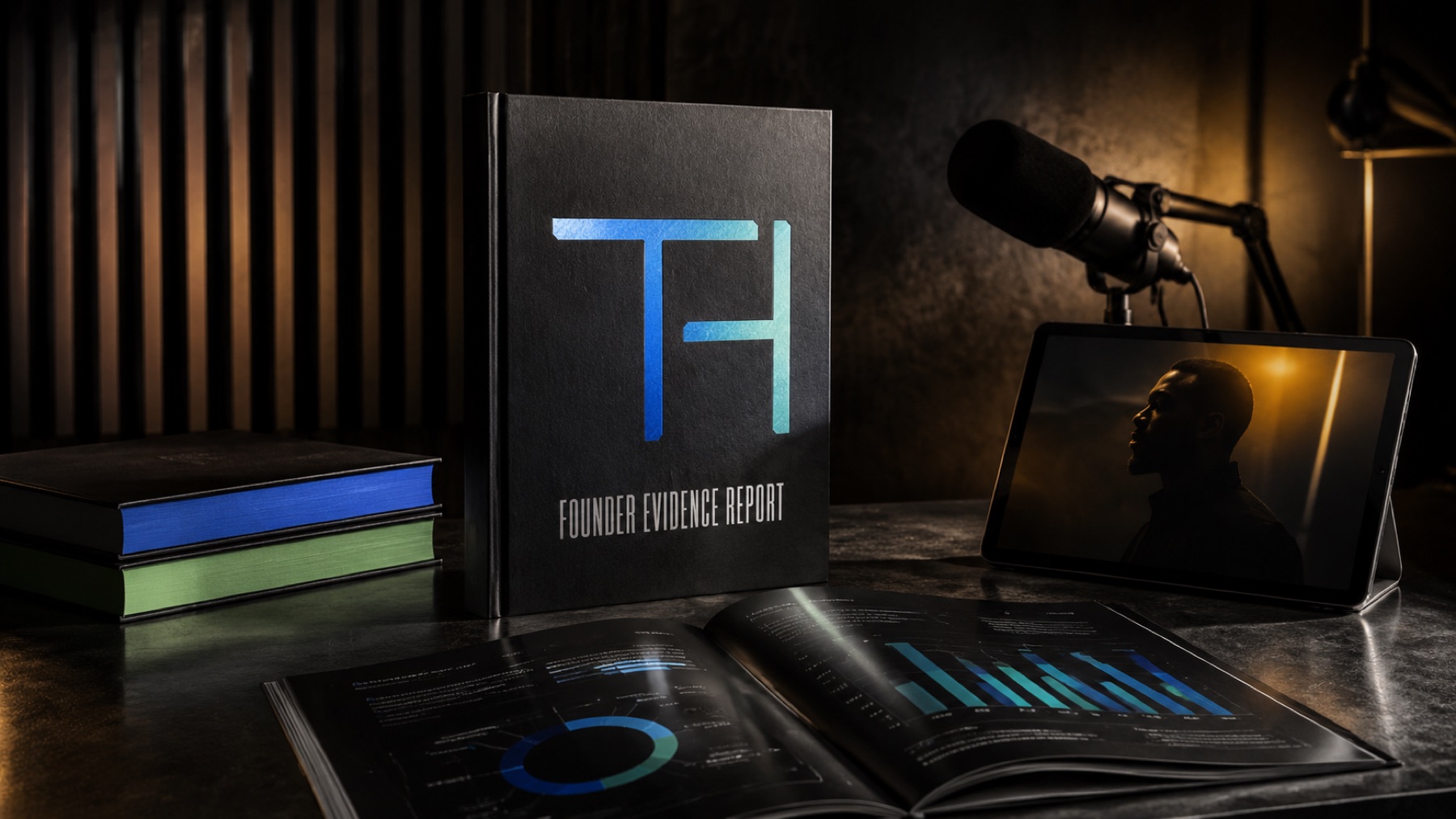 The Founder Evidence Report in an editorial studio