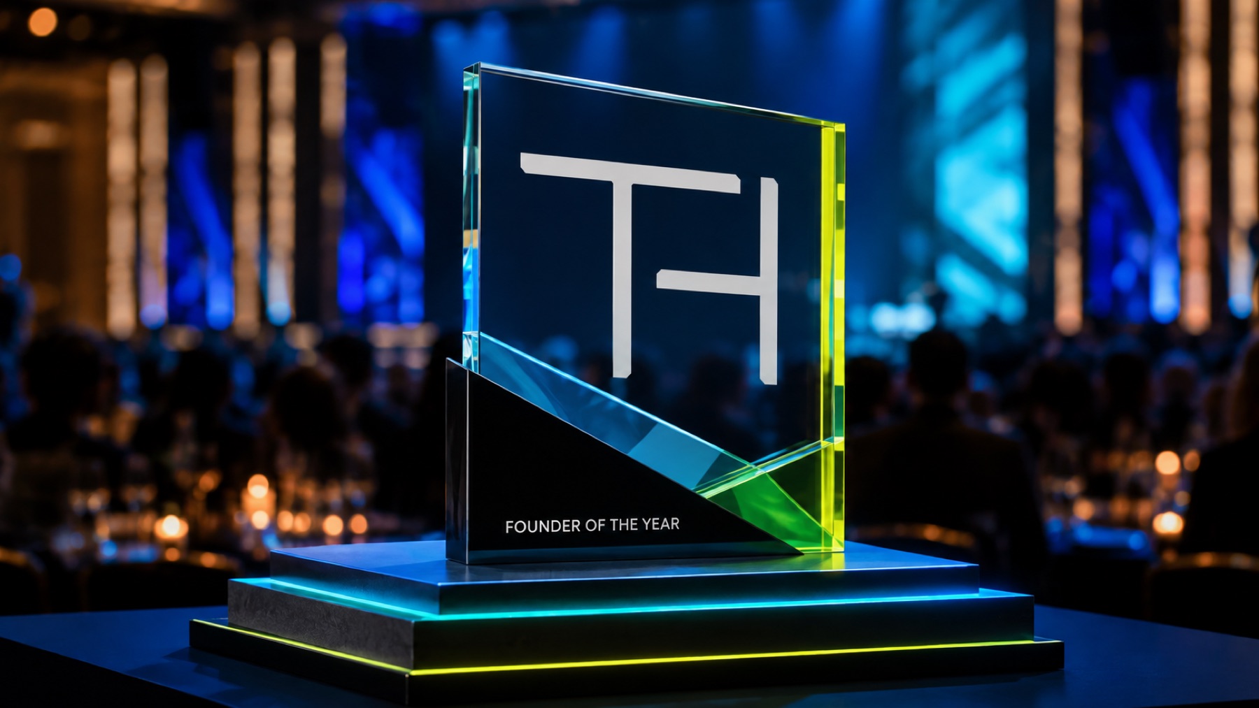 The Founder of the Year award on stage at the FounderX Summit